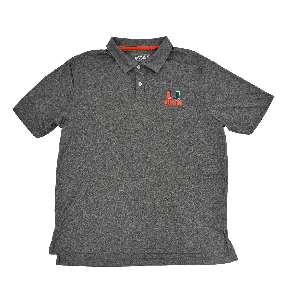 Campus Heritage Mens XXL Polo Shirt‎ Miami Hurricanes Sebastian the Ibis Gray